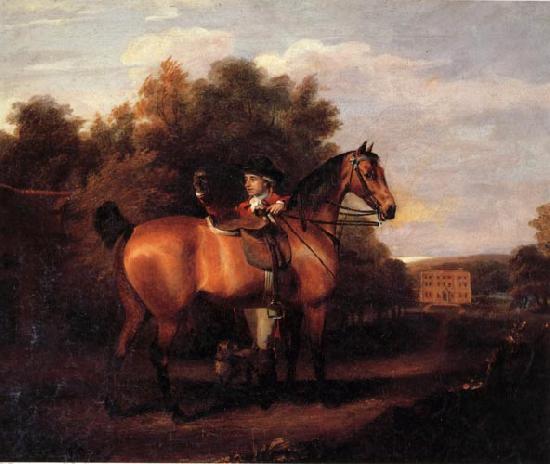 Henry Walton A Gentleman,Said to Be mr Richard Bendyshe with his Favorite Hunter in a Landscape Sweden oil painting art